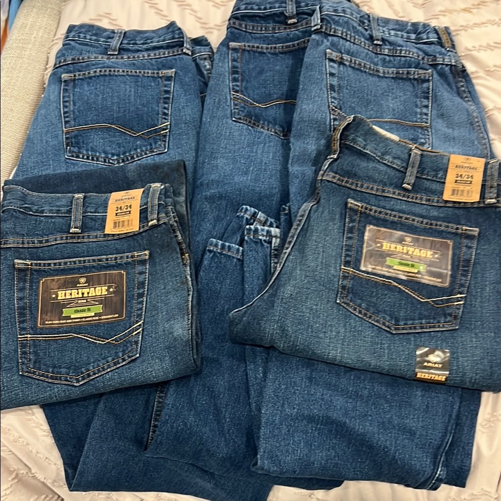 Men’s ariat Heritage Blue Men's Jeans 34x34 5 pairs
